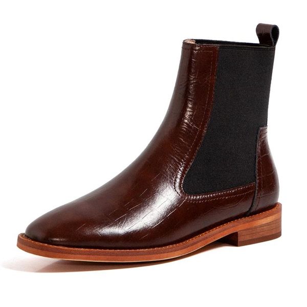 

boots 2021 fashion casual women ankle genuine leather autumn winter shoes woman low heels concise basic riding black