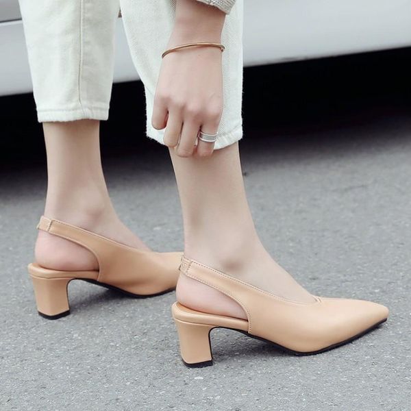

dress shoes spring and autumn women's thick with pointed high heels buckle simple professional work fashion, Black
