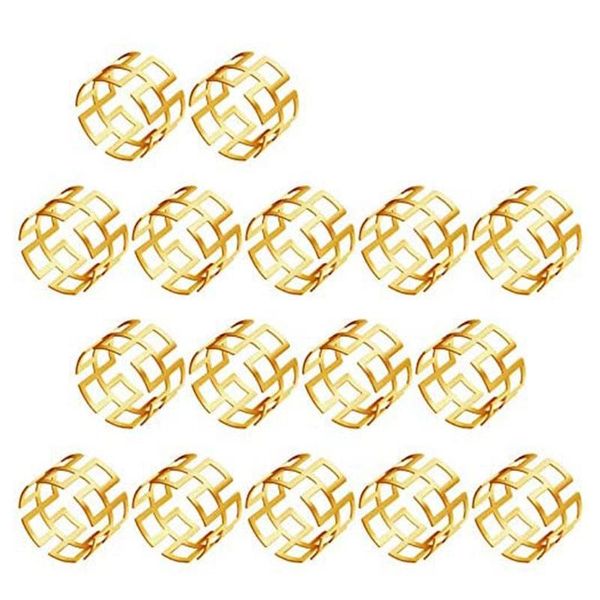 

set of 16 napkin rings dining table setting for casual or formal occasions- circle gold