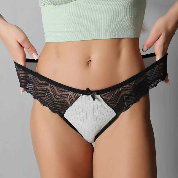 

women's panties 3pcs low-waist lace underwear breathable cotton crotch panty ladie seamless briefs female lingerie, Black;white