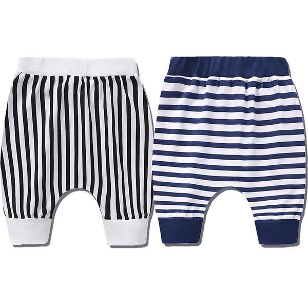

two-piece children's girls harem pants boys five-point summer baby short-sleeved thin striped tide big pp shorts, Black