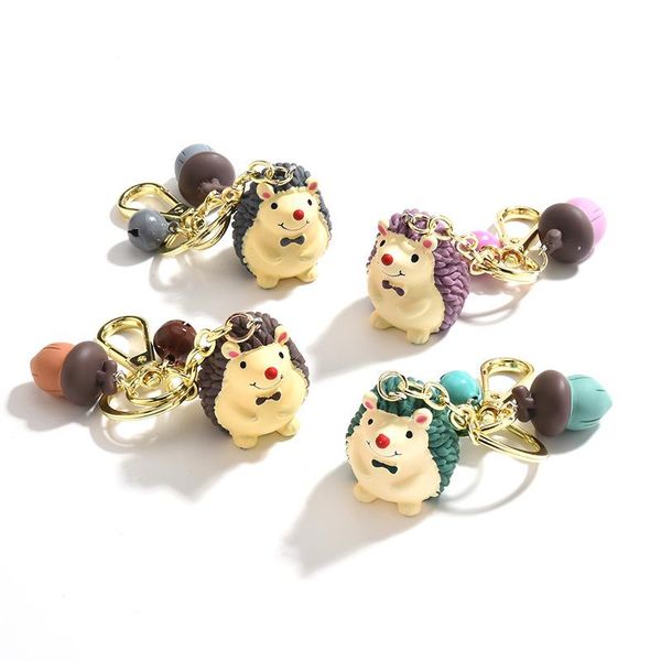 

bag parts & accessories fashion cute resin hedgehog key chain pendant car handbag luggage couple keychain doll gift, Black