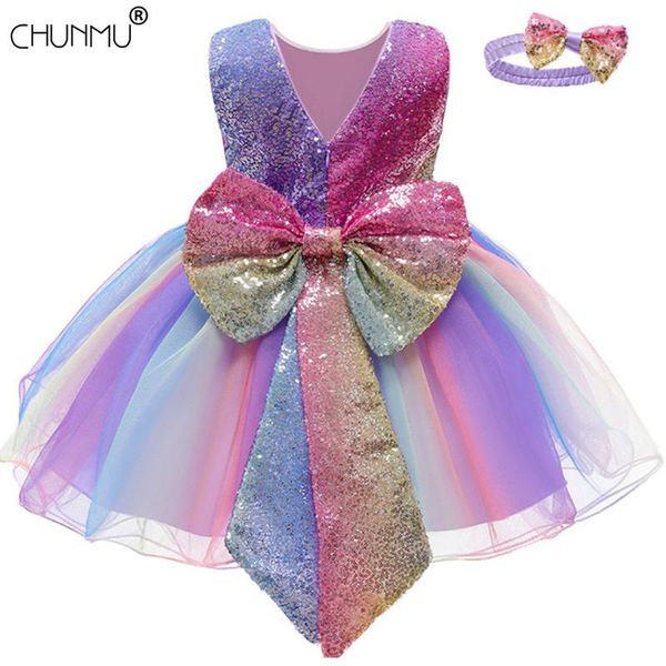 

baby girls dress sequins big bowknot baptism dresses for 1st year birthday party wedding christening infant clothing girl's, Red;yellow
