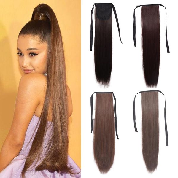 

synthetic wigs azqueen hair tail false 22" ponytail in straight clip hairpiece with hairpins pony for women, Black