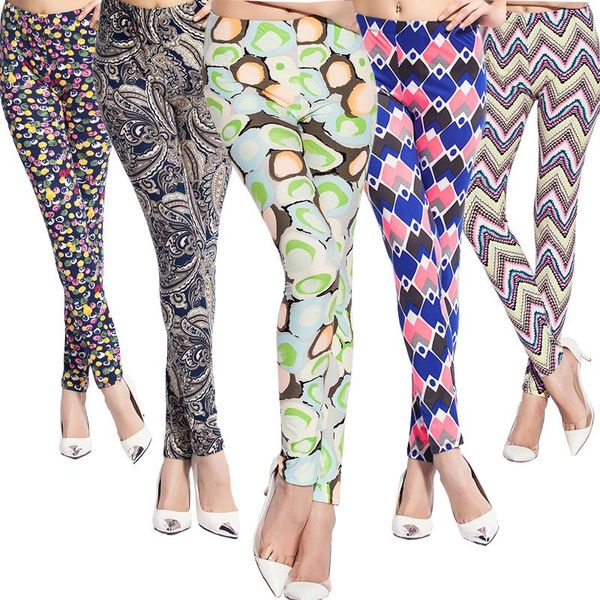 

women's leggings est 2021 personality print soft cotton with spandex fashion women female pencil pants s.m.l, Black