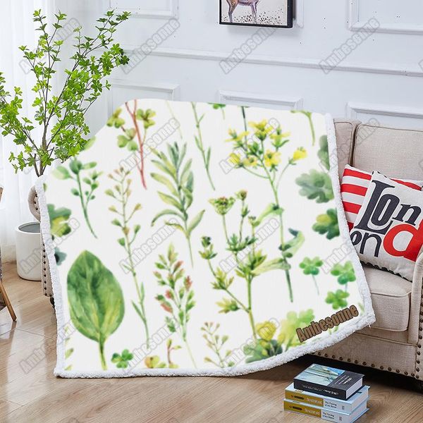 

blankets green plant flower blanket kids fleece outdoor travel portable warm home bedspread on the bed custom