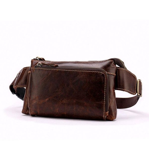 

waist bags leather men's running bag retro small shoulder full-grain 8900
