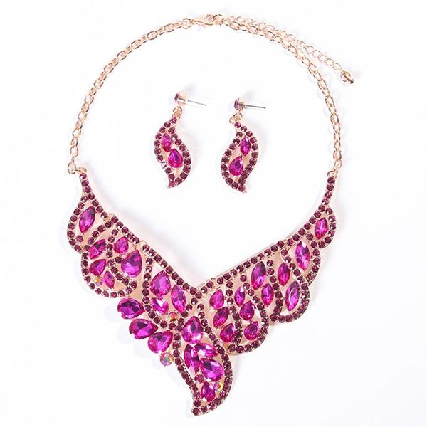 

earrings & necklace dubai wedding bridal jewelry sets rhinestone crystal statement for women gift african set, Silver