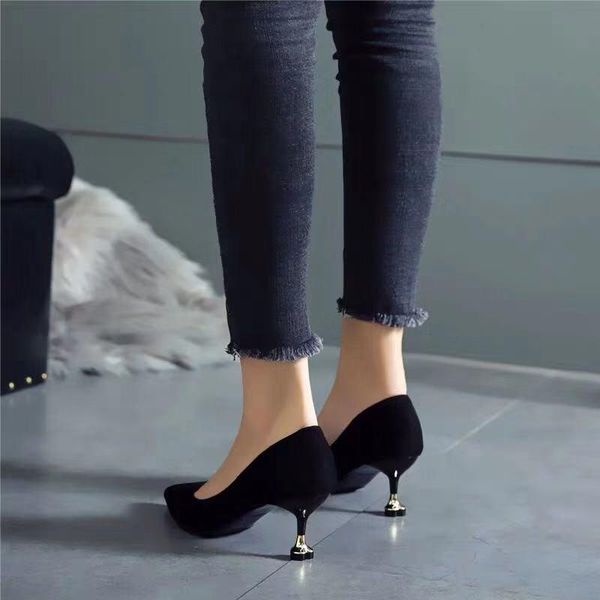

dress shoes women heels 2021 spring autumn heel high women's red chaussure femme zapatos mujer, Black