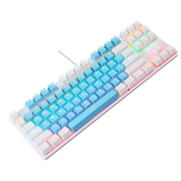 

two-color 87-key green axis mechanical keyboard usb pvc wire board plastic frosted panel keyboards