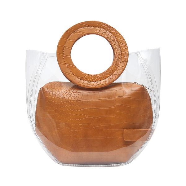 

evening bag 2021 korean transparent jelly handbag pvc bucket mother