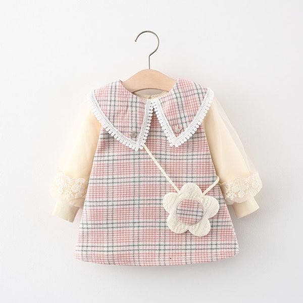 

girl's dresses spring winter kids infant lace plaid long sleeve for baby girls dress born clothes children's princess, Red;yellow