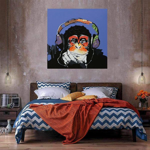 Musica Monkey Home Decor Enorme pittura a olio su tela Handcrafts / HD Print Wall Art Pictures Pictures Personalizzazione è accettabile 21050810