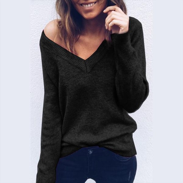 

women v neck womens sweater loose off shoulder autumn pullover jumper pull femme christmas, White;black