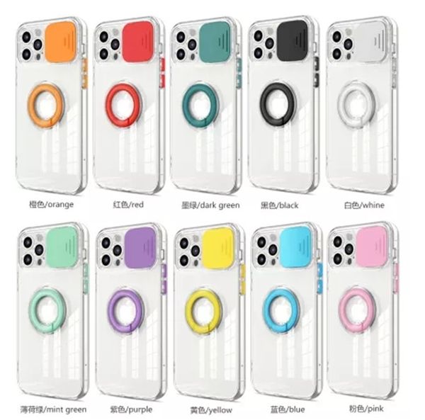 Custodie posteriori in silicone morbido trasparente per Samsung Galaxy S 22 S22 Ultra Plus Pro S22Ultra 5G Supporto per anello Push Camera Protect Cover