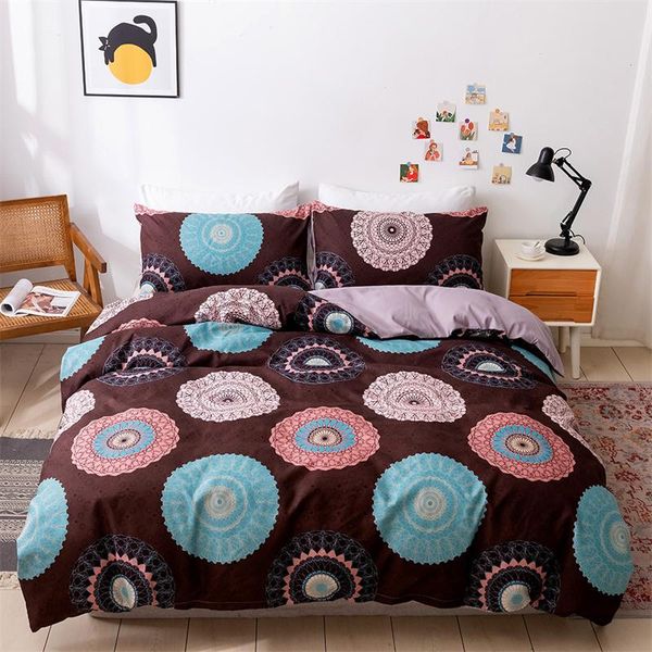 

bedding sets 2021 american kaleidoscope comforter set brown red love heart  double printing 3pcs