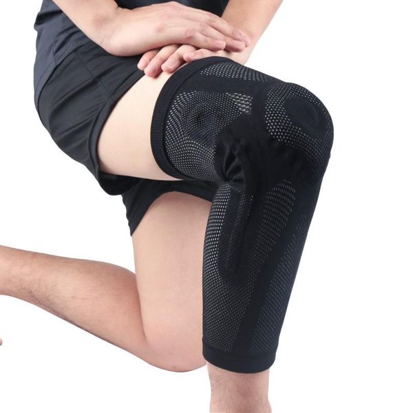 

long knee pad sleeve anti-slip breathable knitted leg support protector gym cycling basketball fitness sportswear accessories elbow & pads, Black;gray