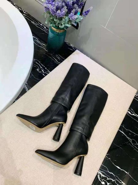 

boots women's shoes le botte pantalon 105mm knee-high genuine leather, Black