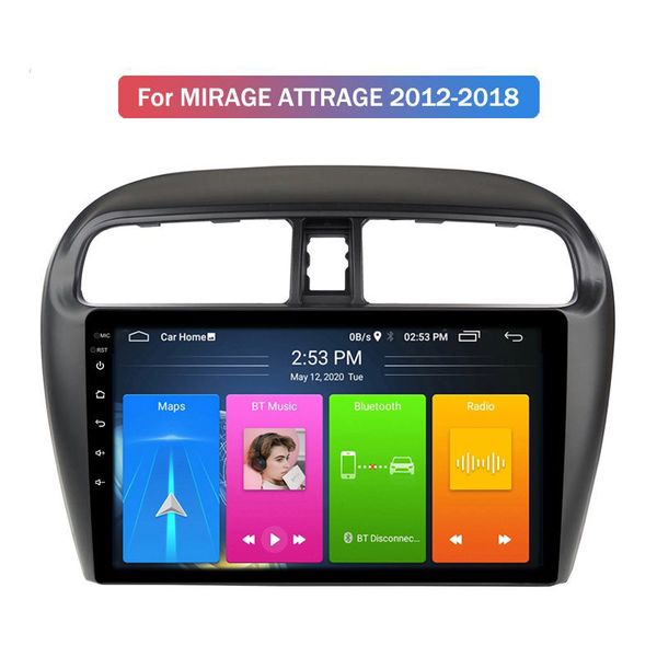 Lettore DVD per auto Navigazione GPS Touch Screen da 10 pollici Unità principale per Mitsubishi MIRAGE ATTRAGE 2012-2018 Auto Stereo