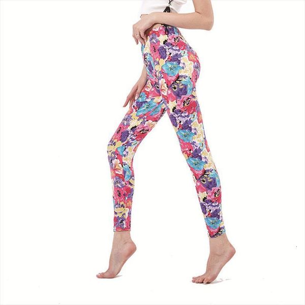 

fitness lift fashion women legging high waist stretch printing ankle length female clothing spandex elasticity trousers, Black