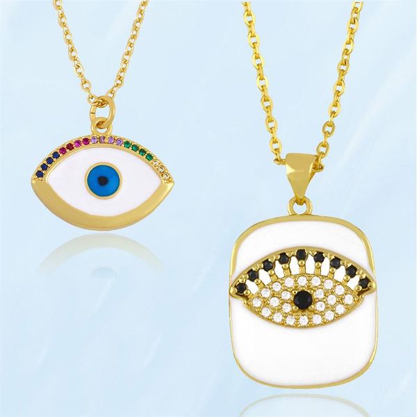 

pendant necklaces hip hop vintage necklace accessories for women k- black white geometry zircon turkish eye female male metal, Silver