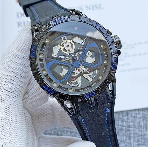 Branded Roger D 46mm relógio de relógio de quartzo Silica Gel Strap 8 cores Relógios de moda RD0912