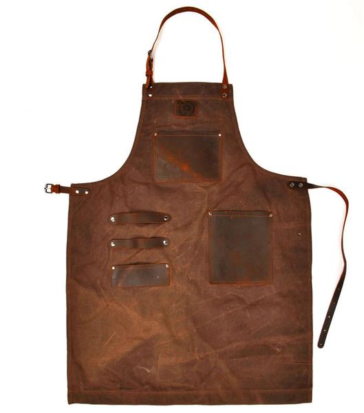 

aprons no logo oil wax waxed head layer pocket barbecue tool apron