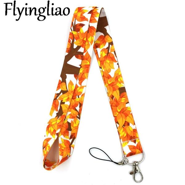 

autumn fallen leaves neck keychain necklace webbings ribbons anime cartoon strap lanyard id badge holder lanyards cell phone straps & charms
