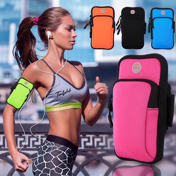 

outdoor bags sport armband case zippered fitness running arm band bag pouch jogging workout cover for mobile 7plus smart phone bag(4-6inches