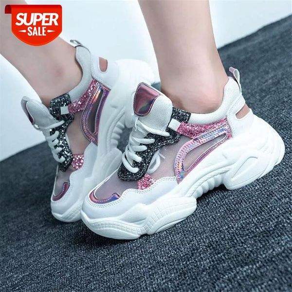 

mesh hollow breathable slides sneakers women 2019 summer shoes fashion bling platform colorful laser female #ko2u