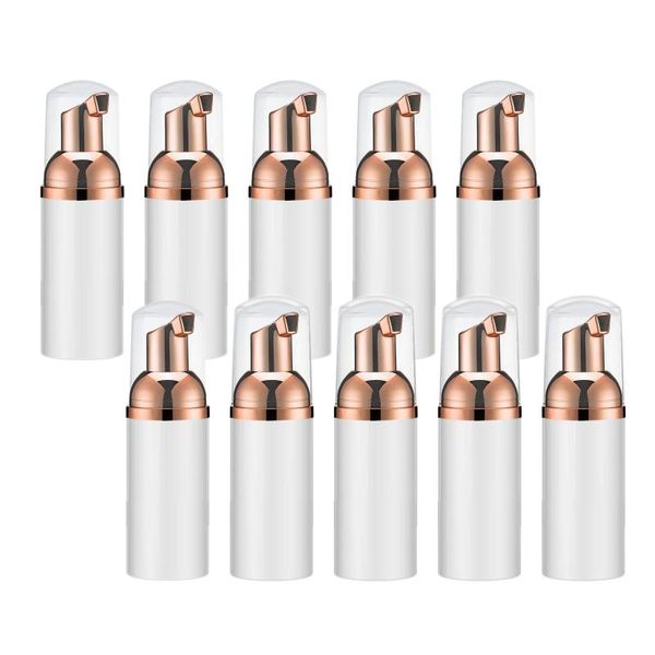

storage bottles & jars 10 pieces foam bottle with rose gold pump.empty travel foaming dispensers for soap,shampoo (50ml,white bottle+rose pu