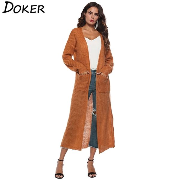 

knitted cardigan sweater women casual big pocket long sleeve female loose coat jumper autumn outerwear 210603, White;black