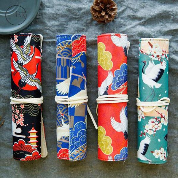 

chinese style pen bag court wind forbidden city pencil roll up curtain case school stationary bags
