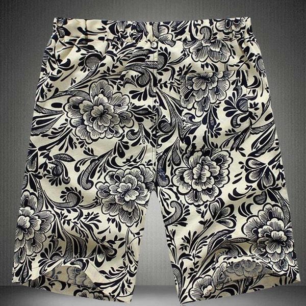 

men's summer shorts sports work casual printed beach party daily occasion pants trousers c0321, White;black