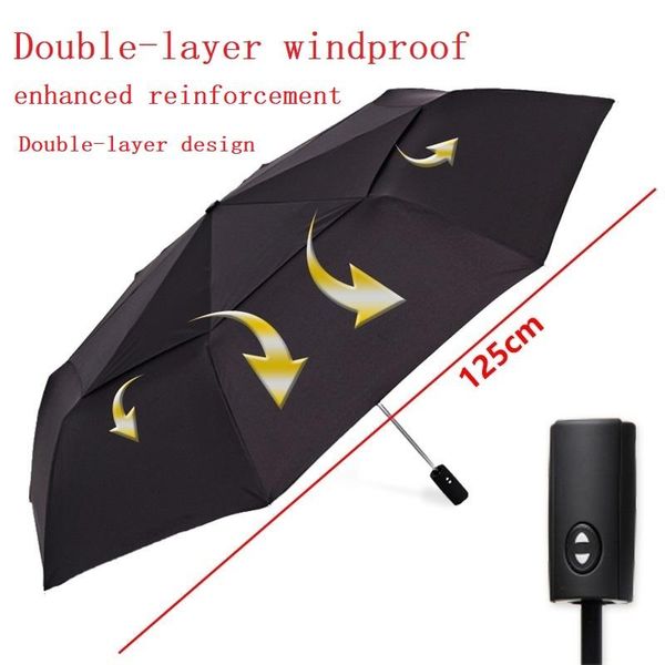 

umbrellas 125cm double-layer automatic opening and closing reinforced umbrella, three-fold enlarged umbrella for men, business