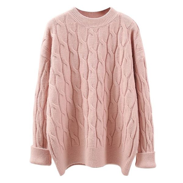 

women's sweaters twist thickened sweater for pullover autumn 2021 round neck lazy style loose web celebrity, White;black