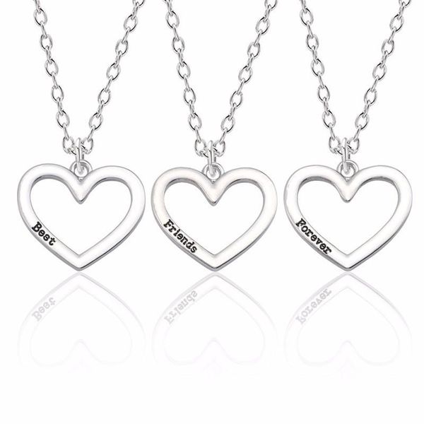 

trendy friend forever necklace friends pendant jewelry bff 3pcs set lover heart necklaces&pendants christmas necklaces, Silver