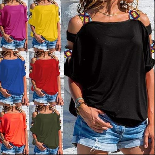 

summer long women t shirt slim tshirt autumn patchwork shirts female shoulder off sleeve, White