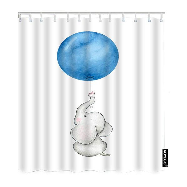 

elephant bathroom curtains cute animal grey baby elephants with blue balloon shower curtains 72x84 inch home long polyester