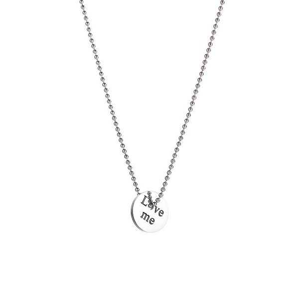 

fashion stainless steel chain necklaces for women men jewelry gifts bohemian love me round pendant goth accessories, Silver