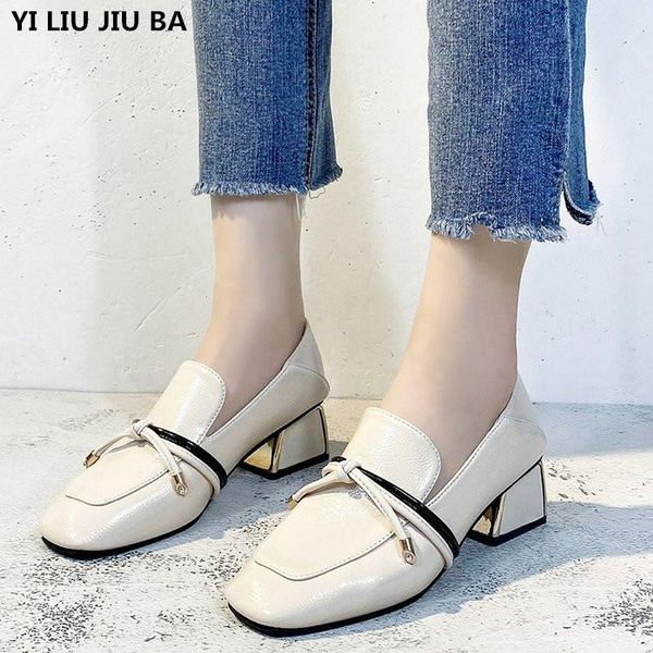 

dress shoes autumn women high heels pu leather shallow square toe pumps fashion party woman zapatos de mujer, Black