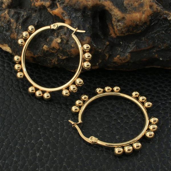 

hoop & huggie gold color fashion round stainless steel jewelry simple earrings personality bijoux femmes joyas mujer store egkzbtep, Golden;silver