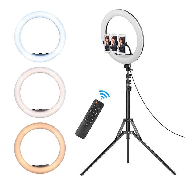 

flash heads 21 inch led ring light pography lamp set stepless dimmable 3000k-6000k with tripod stand 3pcs phone holders remote control