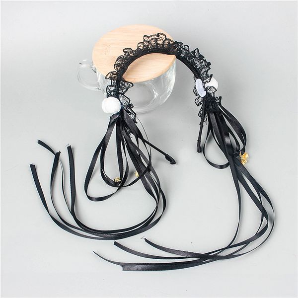 

lace maid cla hairband white court bow hair ornament diy headdress lolita soft girl headband, White;golden