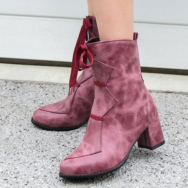 

boots gladiator leather ankle women's short boot autumn strap high heel shoes lady retro pointed toe rome sexy, Black