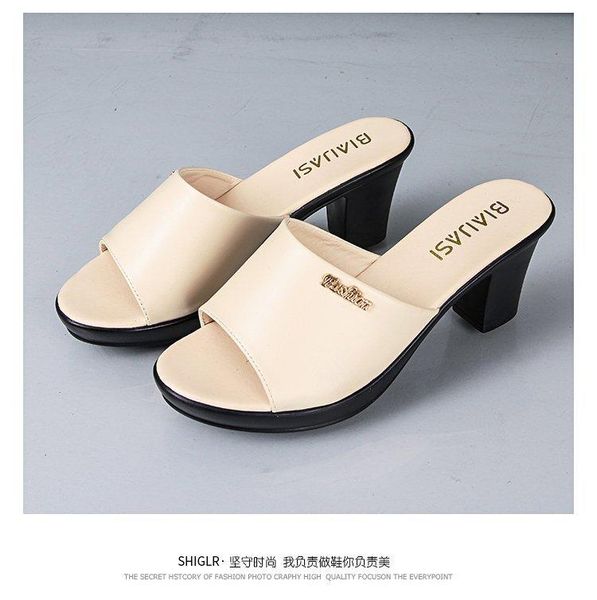 

slippers 2021 fashion summer female high-heeled sandals, Black