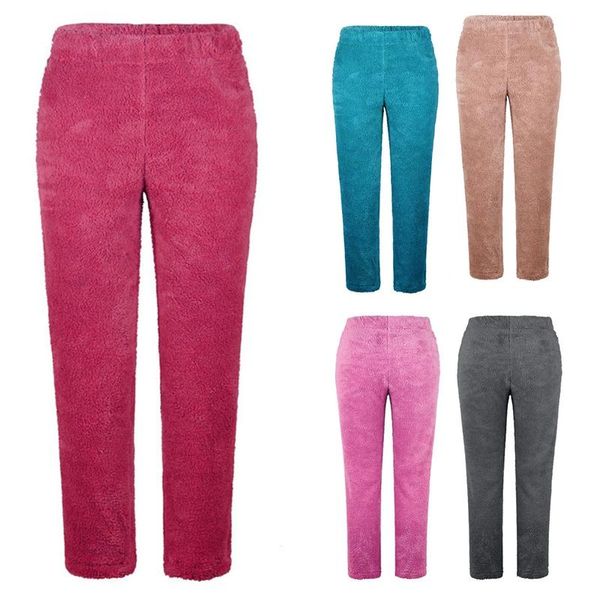 

women's pants & capris fashion casual solid color loose plush long, Black;white