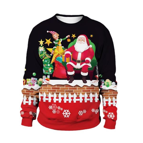 

women's hoodies & sweatshirts sweatshirt women snowman 3d print pullovers winter clothes christmas streetwear men crewneck, Black