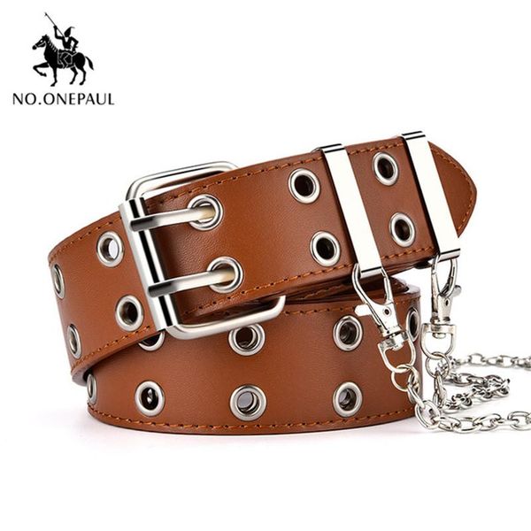

belts no.onepaul female belt 2021 punk style fashion buckle jeans decorative chain, Black;brown