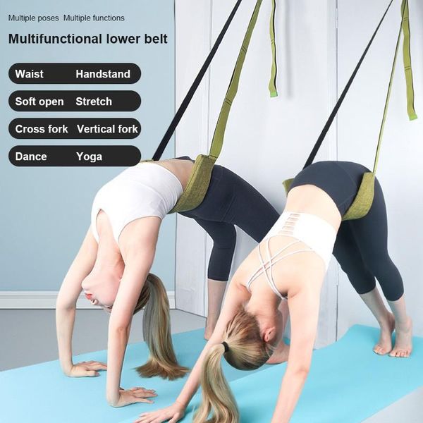 

adjustable aerial yoga rope stretch with inverted pull belt splits lower waist trainer // resistance bands